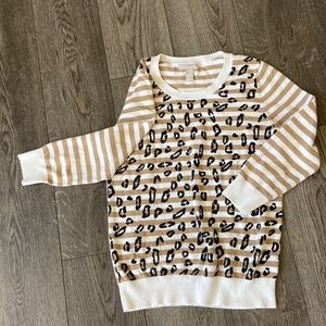 Banana Republic Leopard Print and Striped Sweater size L